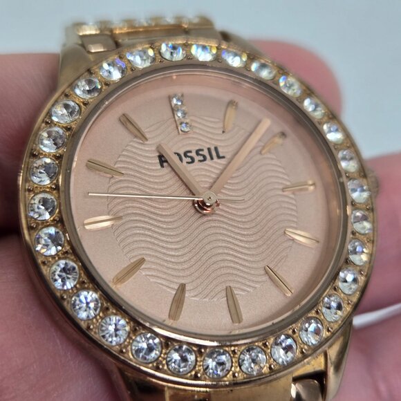 Fossil Women's Jesse Rose Gold-Tone Stainless Steel Bracelet Watch 34mm ES3020 - Picture 6 of 15